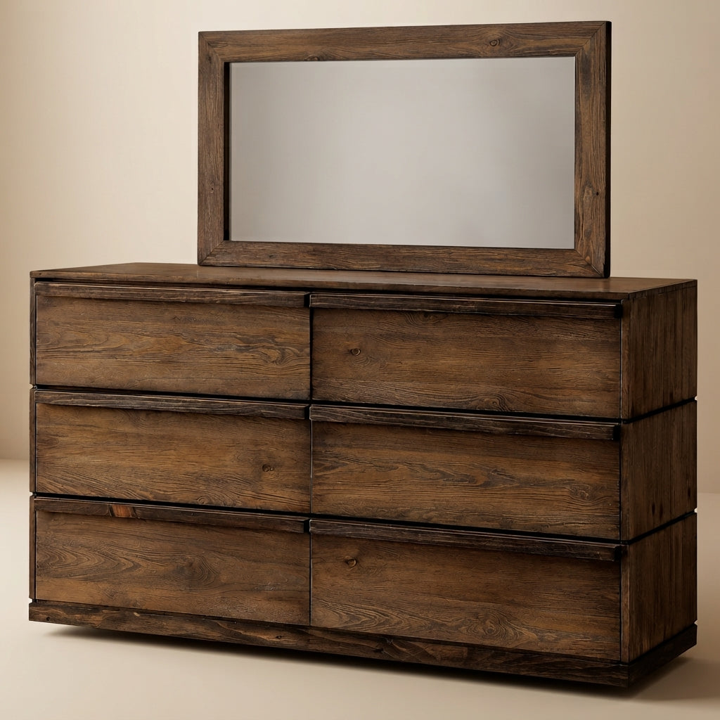 Coimbra Rustic Natural Tone Solid Wood Bedroom Dresser