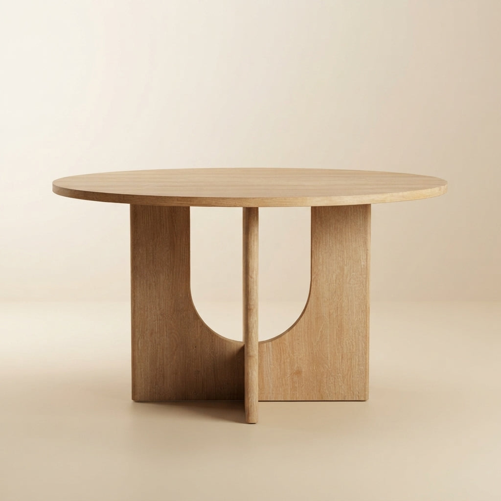 Oberto Modern Natural 47.3-Inch Round Pedestal Dining Table