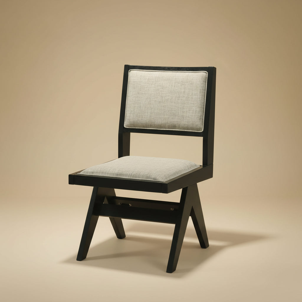 Tottenham Contemporary Light Gray Upholstered Side Chair with Black Inverted V-Legs