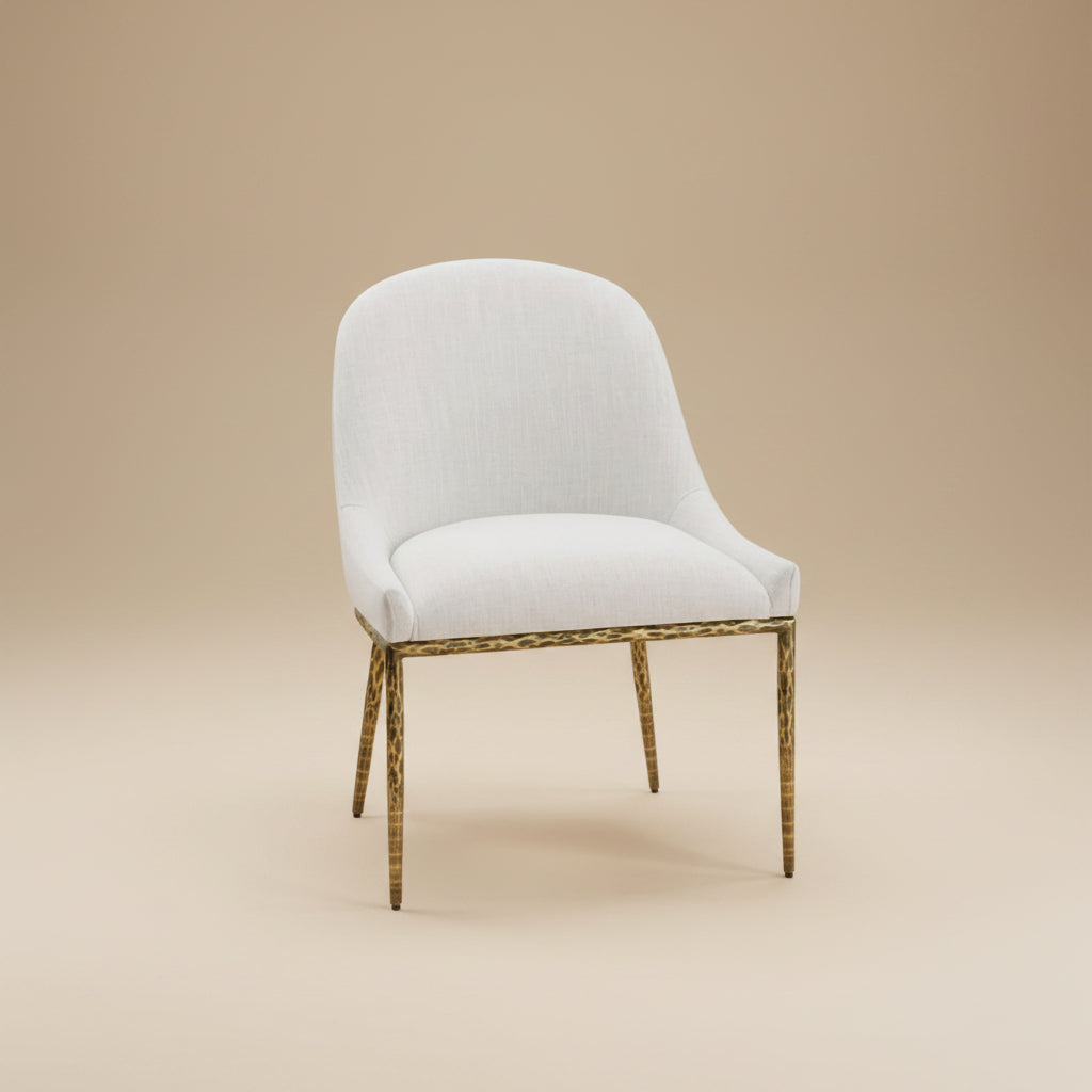 Balvi Contemporary Matte Gold Side Chair with Upholstered Fabric Seat