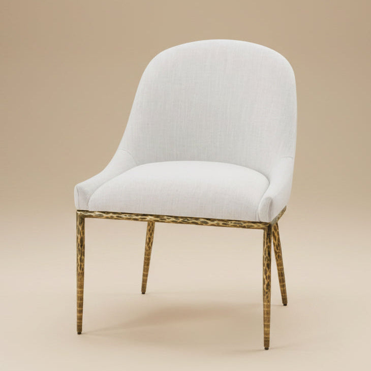 Balvi Contemporary Matte Gold Side Chair with Upholstered Fabric Seat