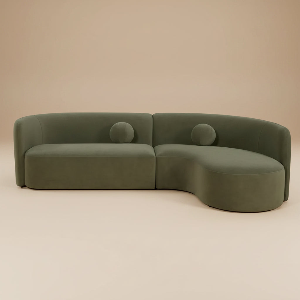 Revello Contemporary Olive Green Chenille 112-Inch Sectional Sofa