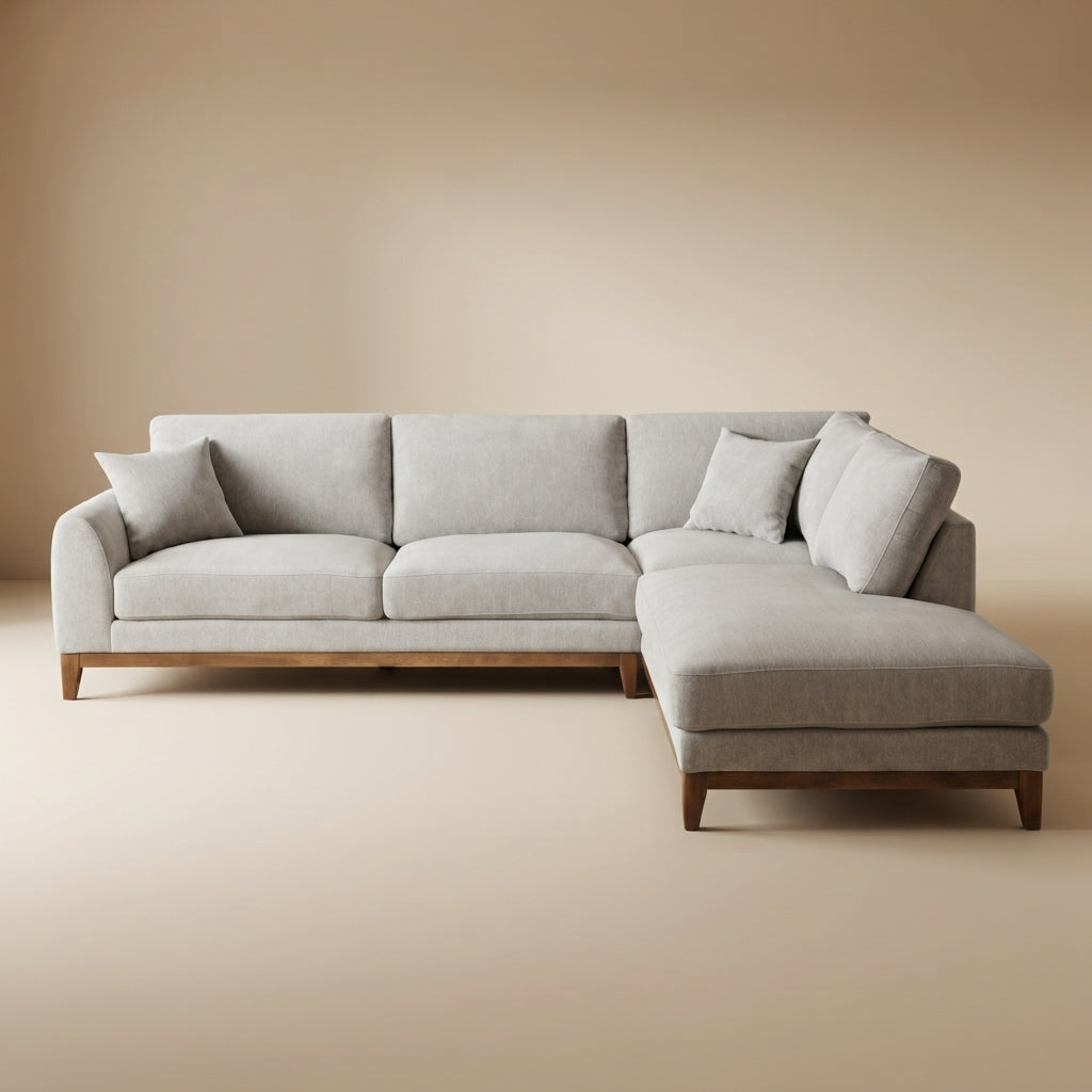 Watton Contemporary Light Gray Chenille 114-Inch Right Sectional Sofa