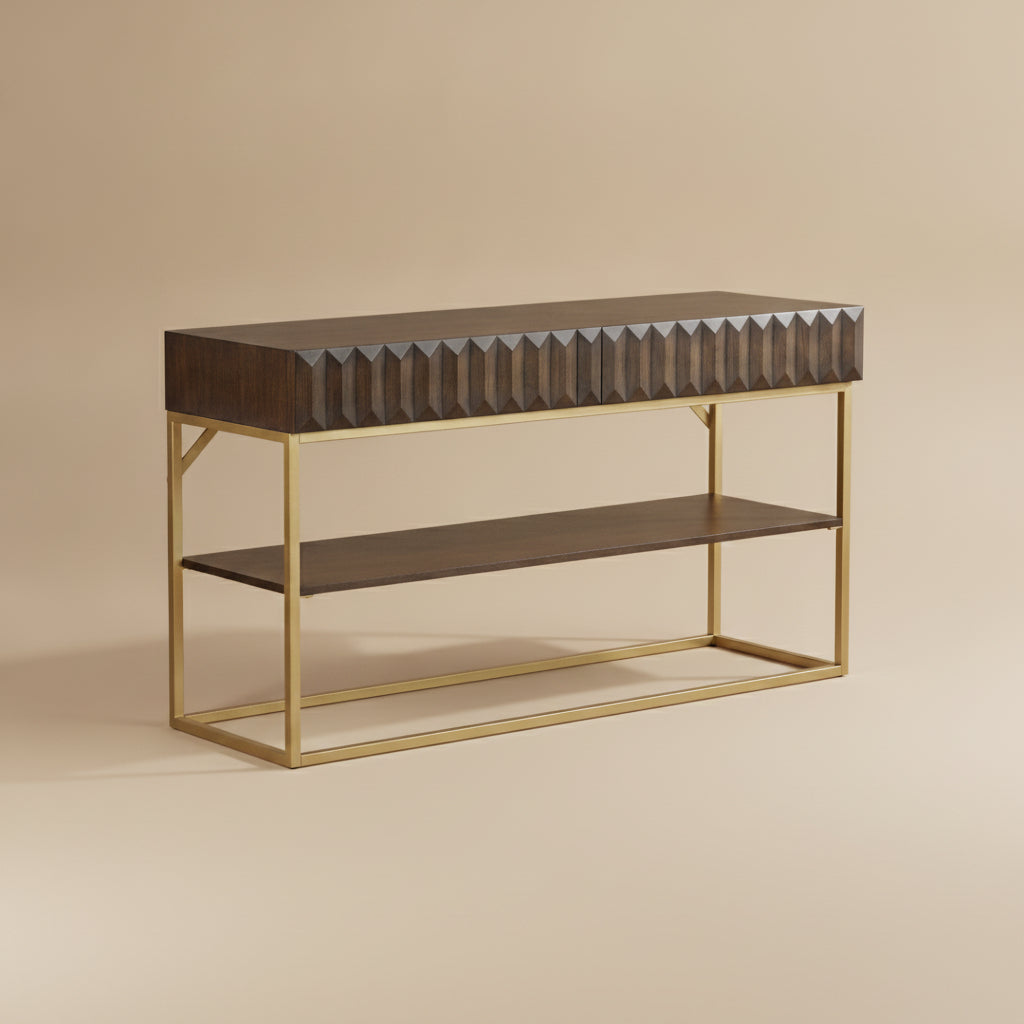 Augsburg Walnut/Gold Sofa Table