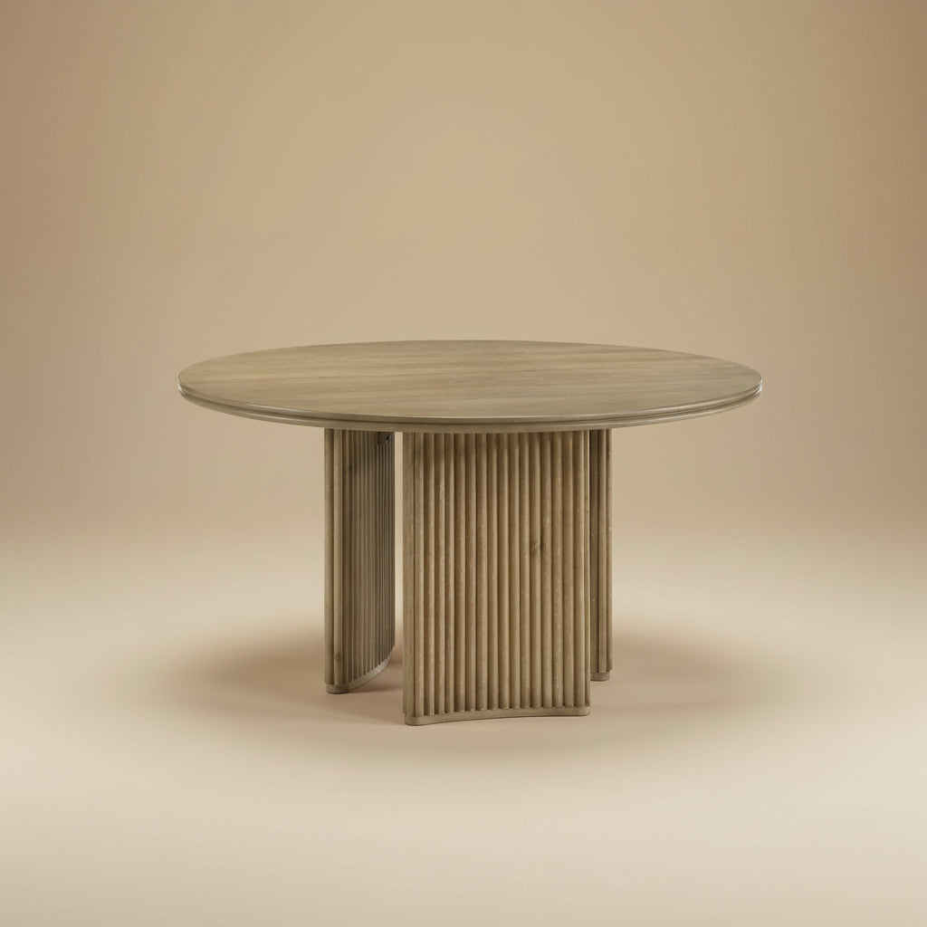 Adina Round Wood Coffee Table Distressed Light Brown