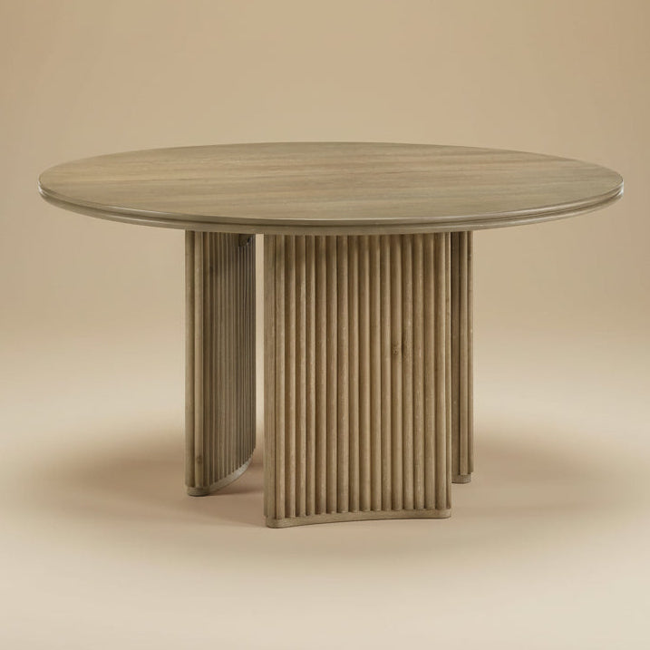 Adina Round Wood Coffee Table Distressed Light Brown