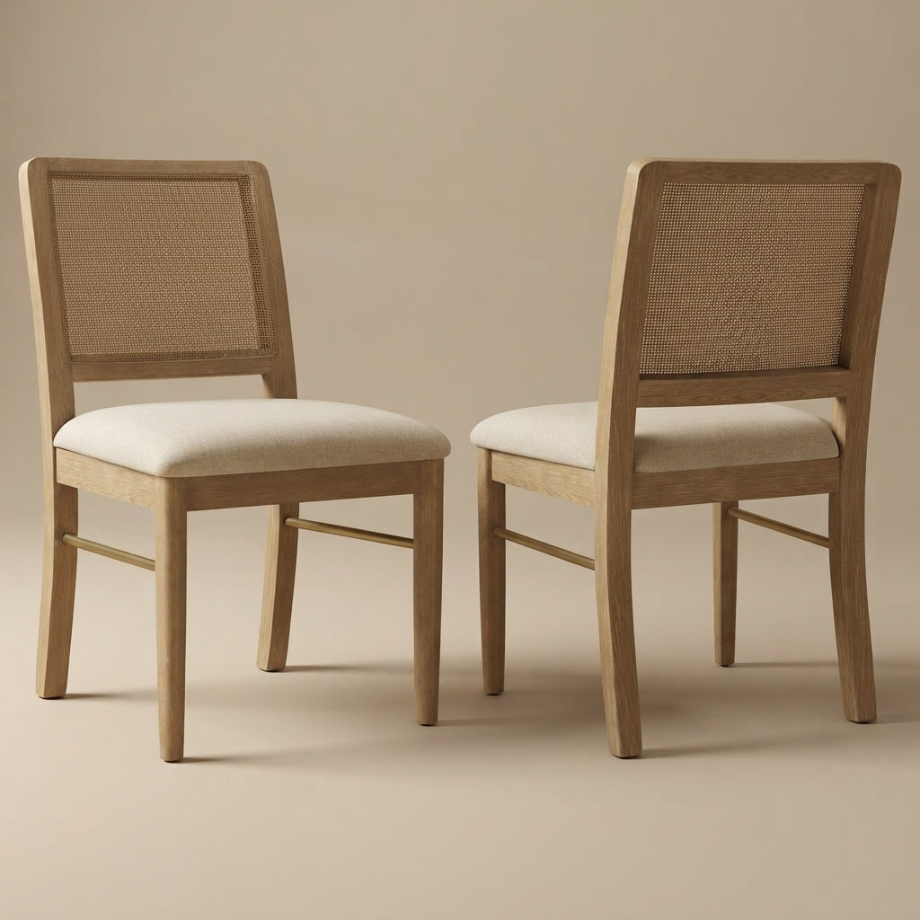 Arini Sand Rattan Cane Dining Side Chair - Set of 2