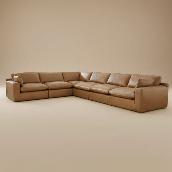 Emilia Caramel Leather 6-Piece Modular Sectional
