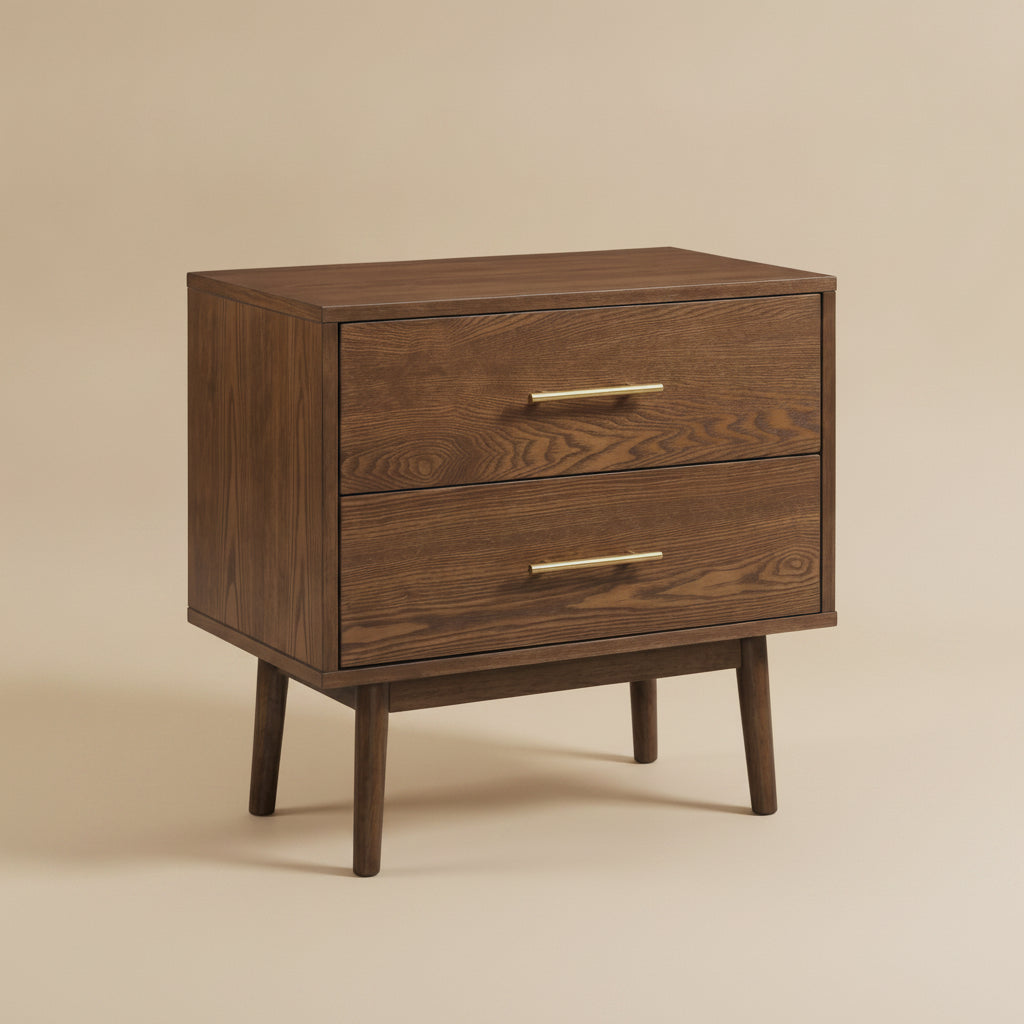 Tromso Mid-Century Modern Walnut Solid Wood Nightstand by Furniture of America