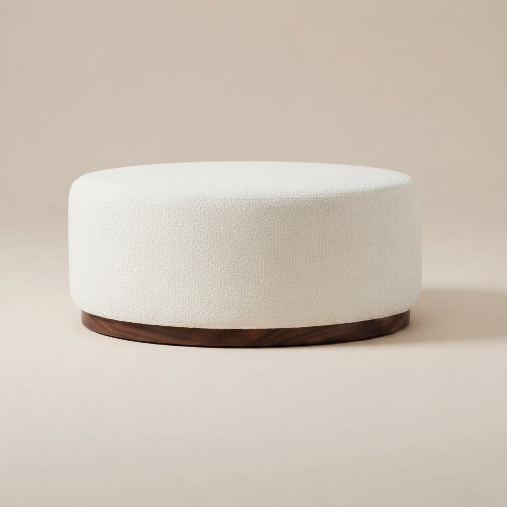 Tilden Large 38" Round Boucle Upholstered Upholstered Ottoman by Modway