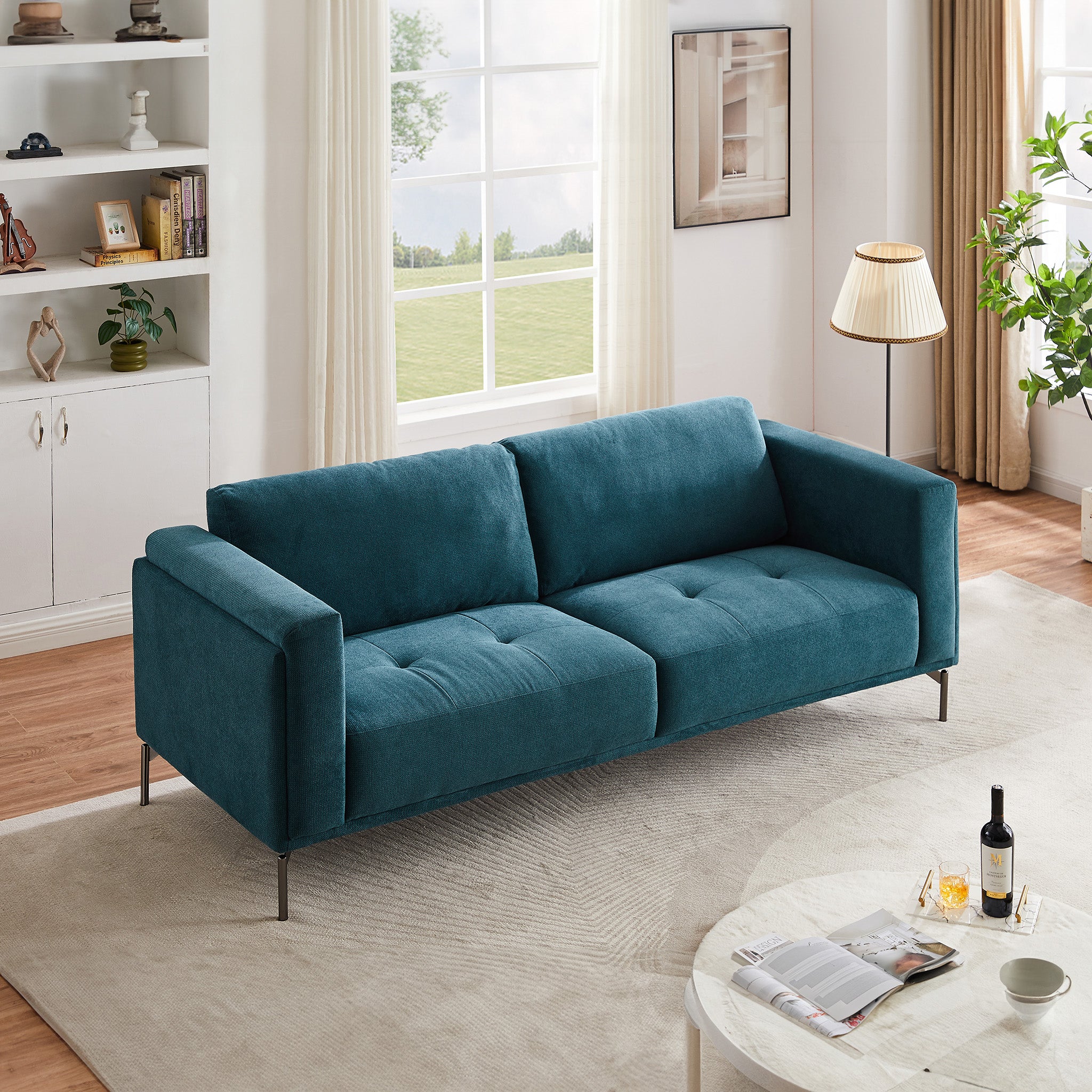 London Blue Linen Sofa - MidinMod