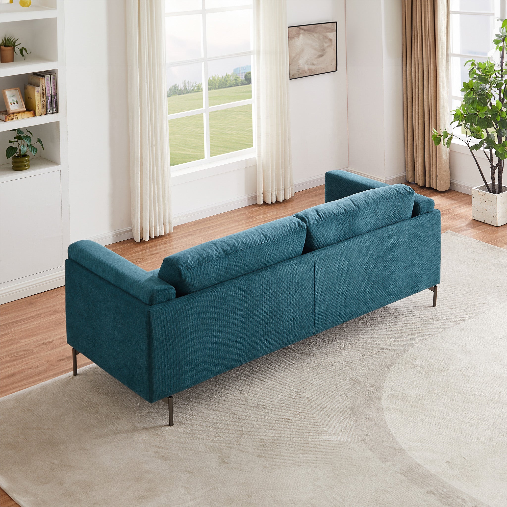 London Blue Linen Sofa - MidinMod