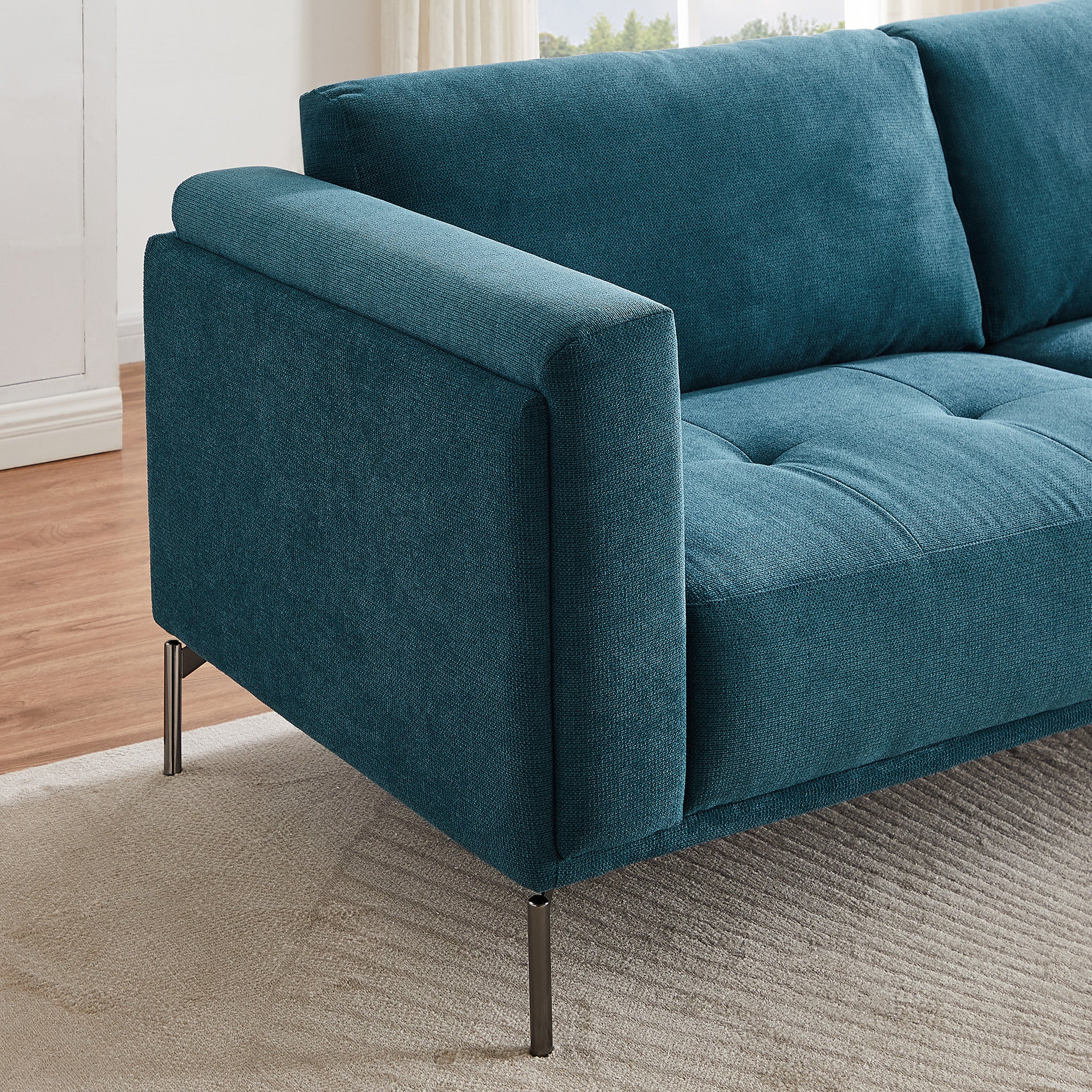 London Blue Linen Sofa - MidinMod