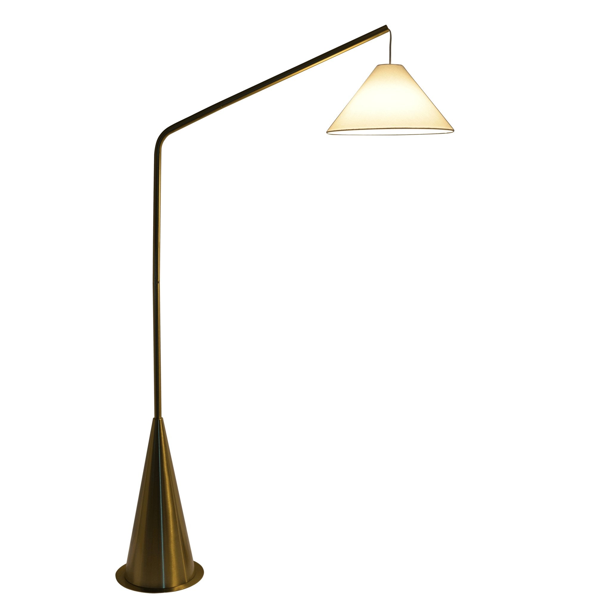 Lisbon Black Floor Lamp with On/Off Switch Coned Base Hanging White Fabric Shade - MidinMod