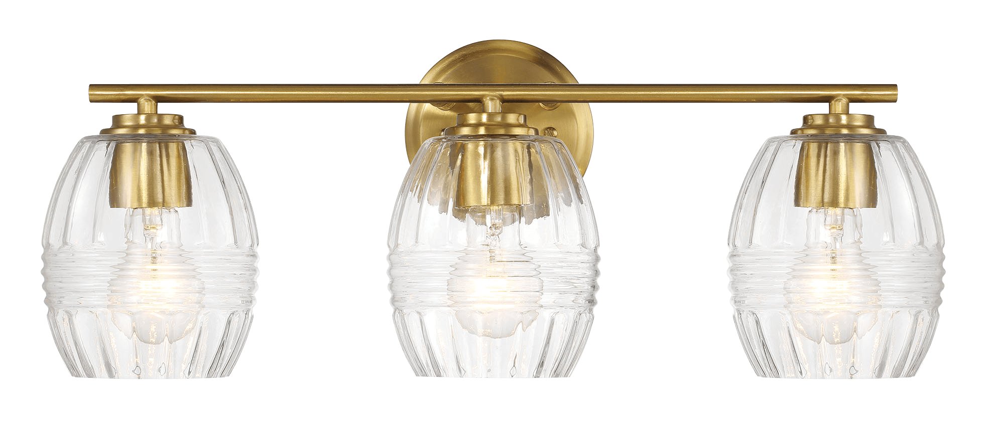 Luster Three Lights Vanity With Clear Glass for Bathrooms above Mirror Wall Lamp - Satin Brass - MidinMod