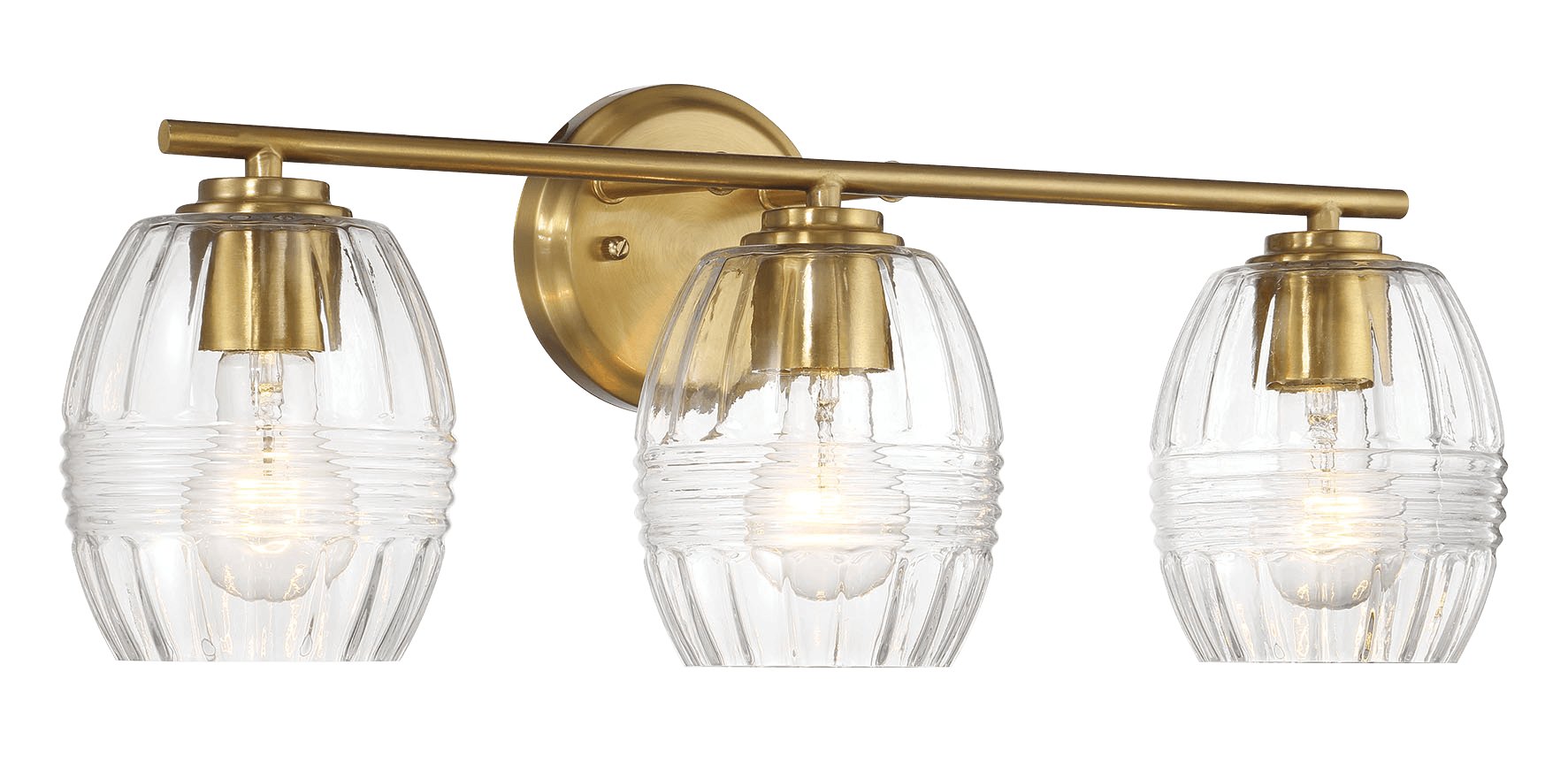 Luster Three Lights Vanity With Clear Glass for Bathrooms above Mirror Wall Lamp - Satin Brass - MidinMod