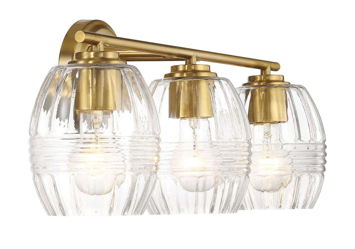 Luster Three Lights Vanity With Clear Glass for Bathrooms above Mirror Wall Lamp - Satin Brass - MidinMod