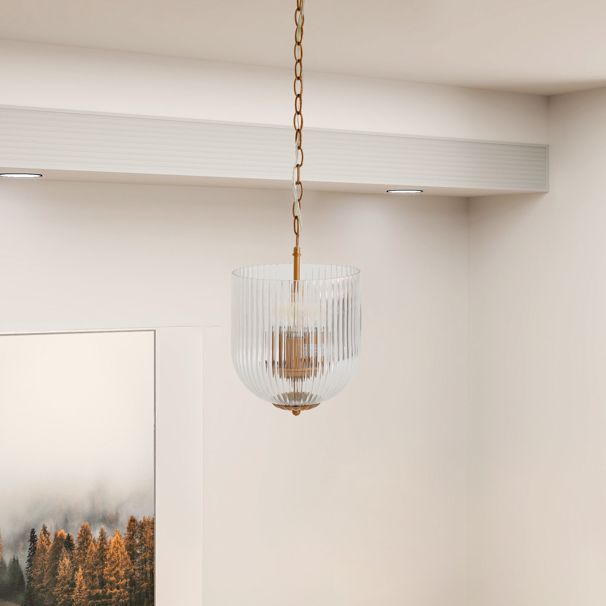 Lustra Pendant Lamp Coarse Gold - Clear Glass