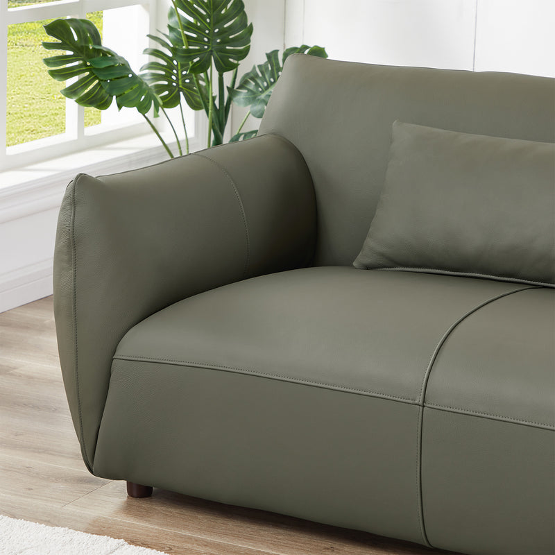 Hucks Olive Leather Sofa Mid In Mod