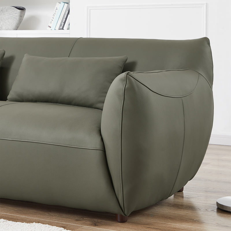 Hucks Leather Sofa (Olive Green)
