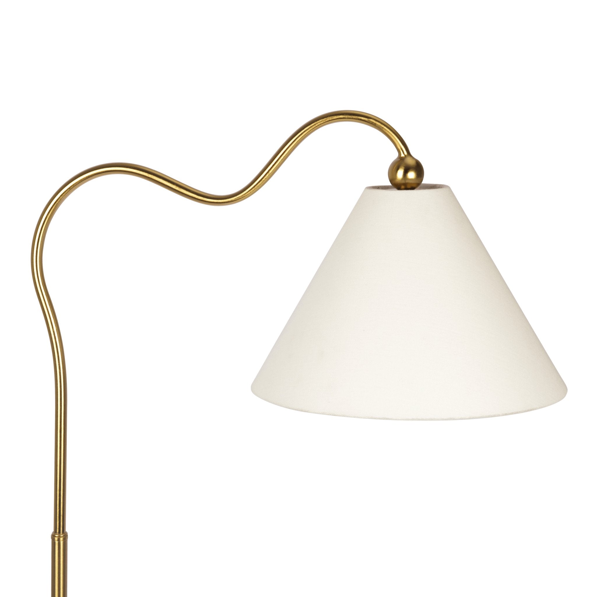 Majestic Brass Ring Base Floor Lamp with Triangle White Drum Shade - MidinMod