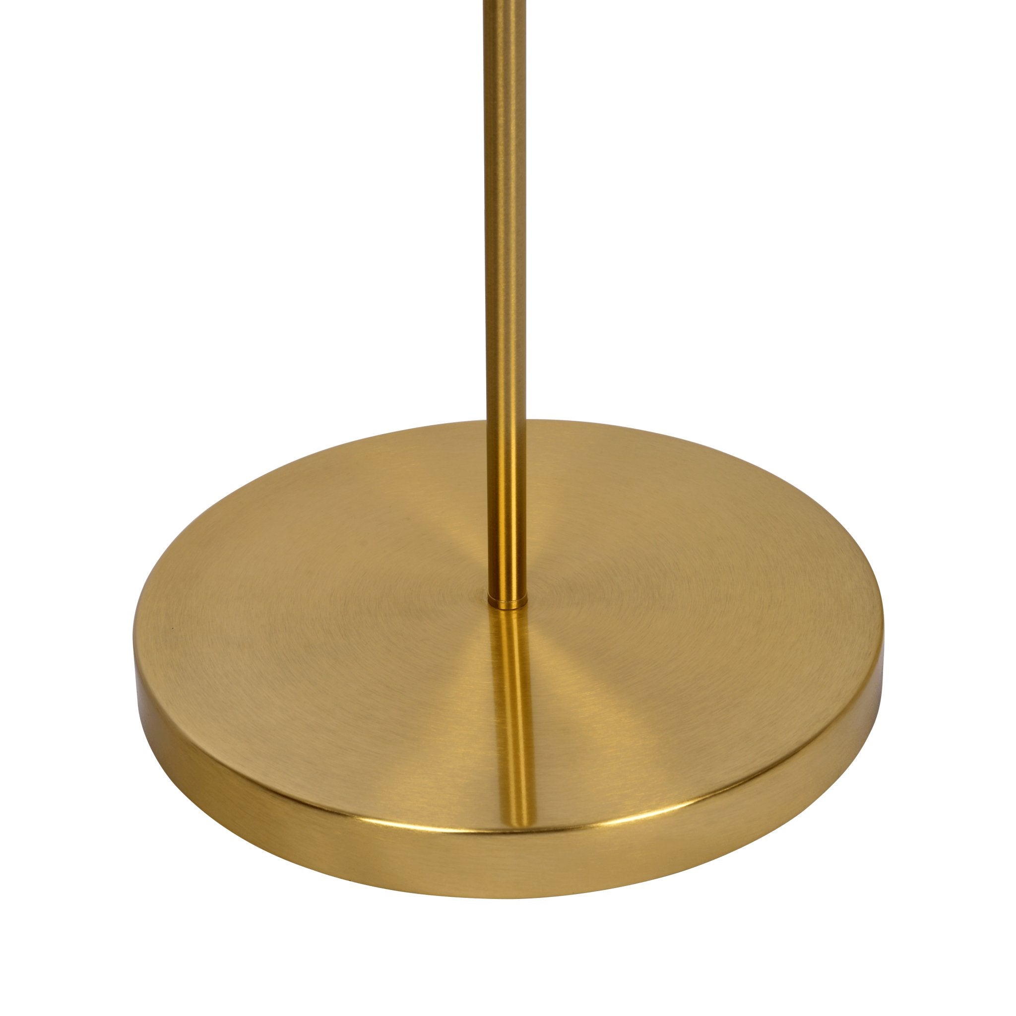 Majestic Brass Ring Base Floor Lamp with Triangle White Drum Shade - MidinMod