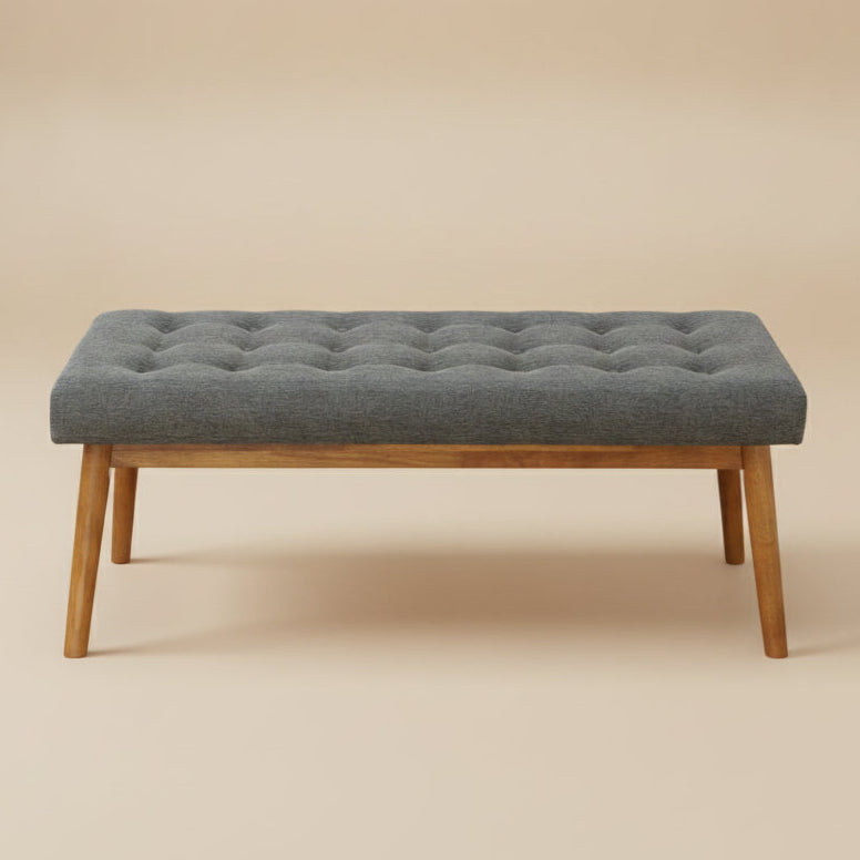 Julie Modern Button-Tufted Dark Gray Fabric Bench - MidinMod