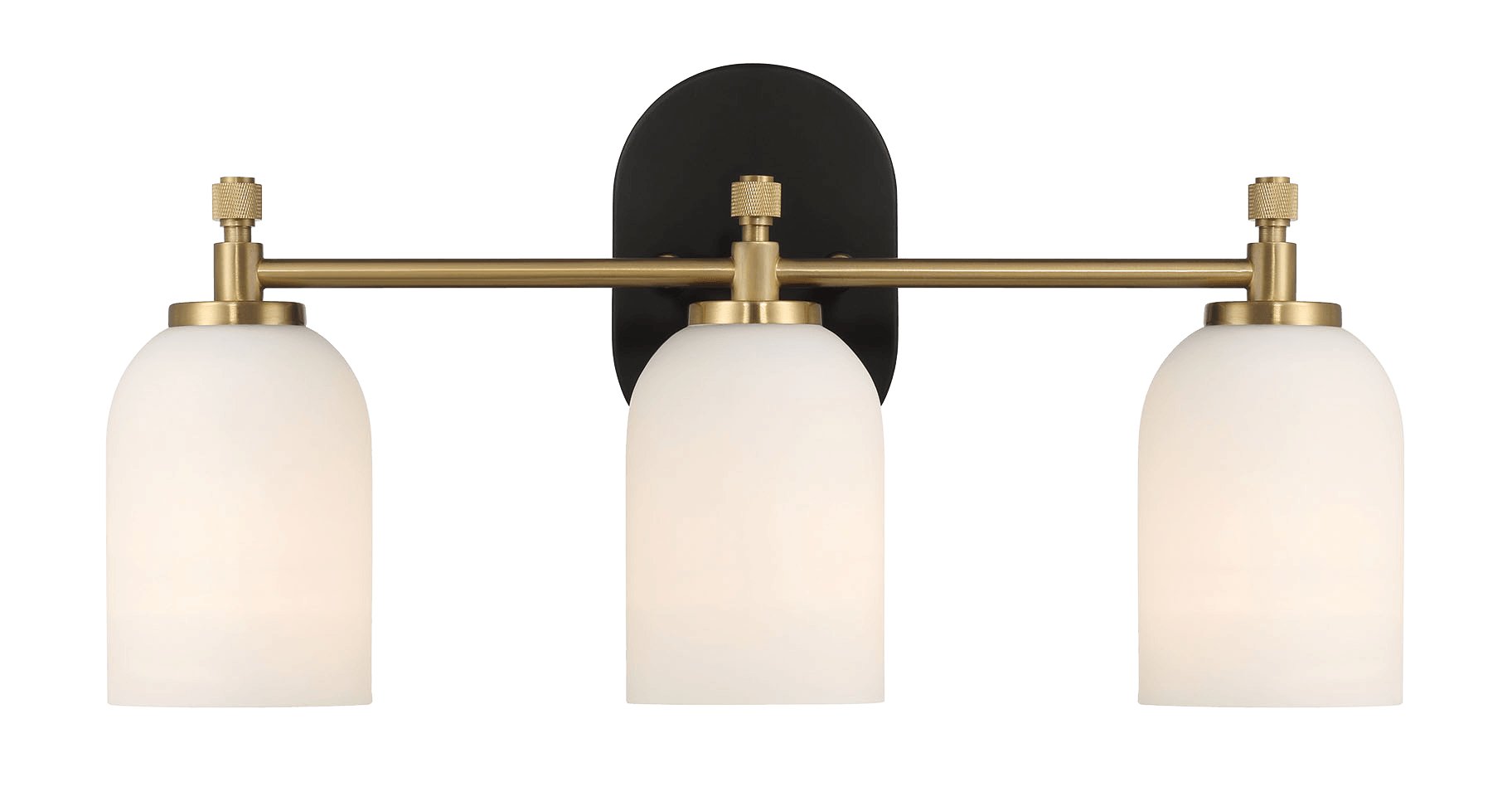 Meadows Three Lights Vanity Brushed Gold Bathroom Wall Light for Bathroom Over Mirror 20.5"W × 10.125"H × 5.5"E with White Frosted Glass - MidinMod Houston Tx Mid Century Furniture Store - Wall Lamp 2