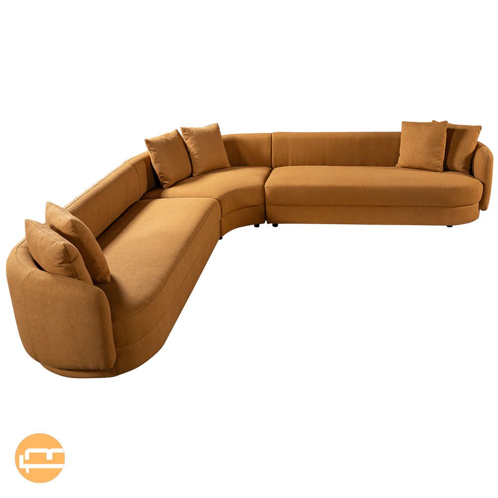 Highland Cognac Boucle Corner Sofa - Mid in Mod