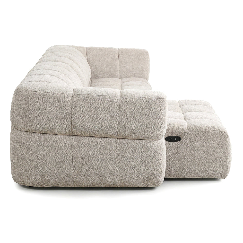 Revel PWR Slider Sofa | Light Brown Chenille & 3-Seater Design | MidinMod