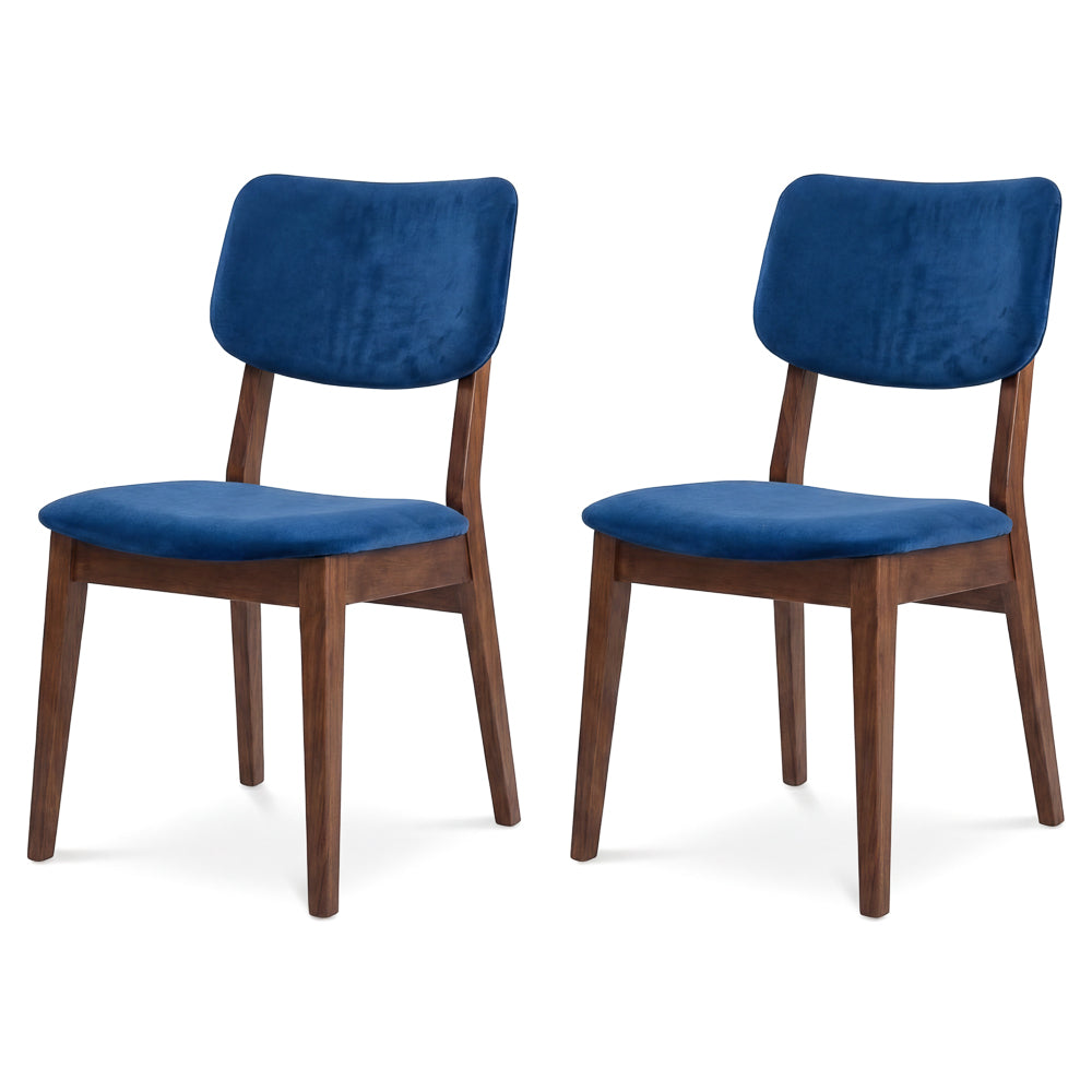 Abbott Velvet Dining Chair Set | Mid-Century Modern Style | Wooden Legs | MidinMod