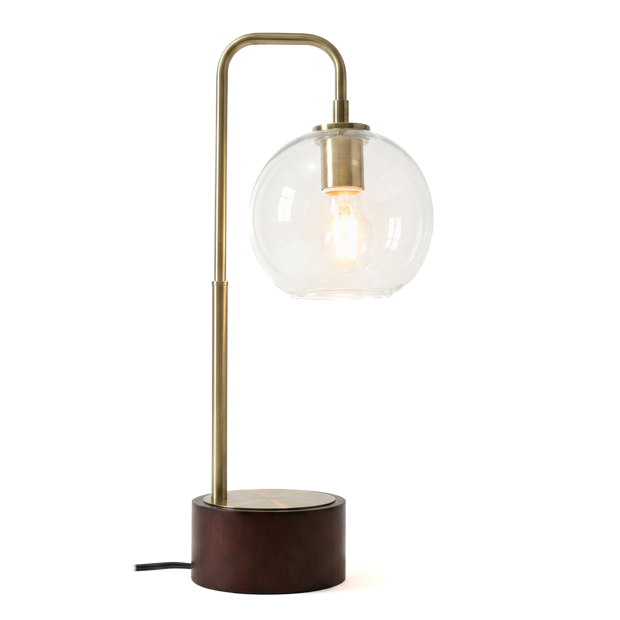 Aether Glass Globe Arched Table Lamp | Walnut and Bronze | MidinMod