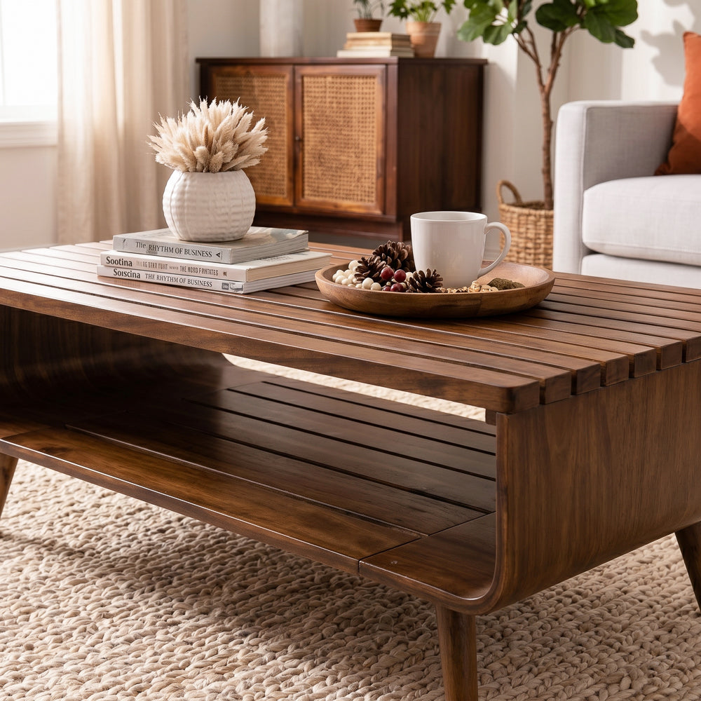 Agora Coffee Table | Solid Walnut & Mid-Century Design | MidinMod