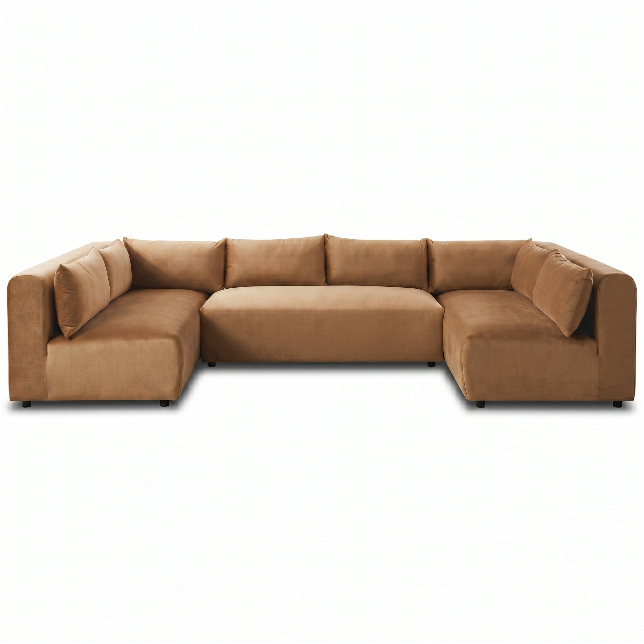 Albany Cognac Velvet Modular Corner Sectional Sofa