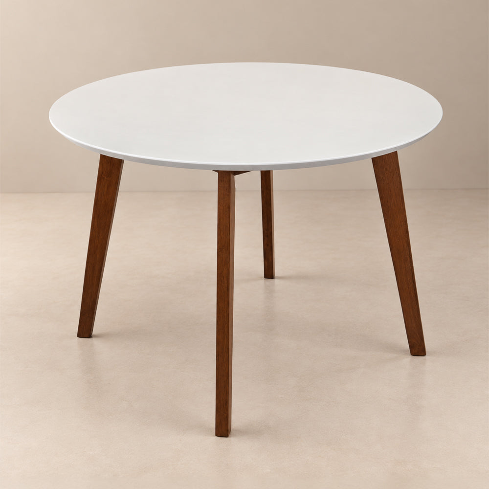 Aliana White Top Round Solid Wood Dining Table | MidinMod