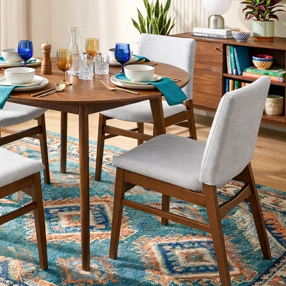 Alpha Modern Light Grey Fabric Dining Chair Set | Cutout Back Design | MidinMod