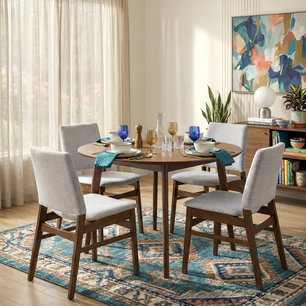 Alpha Light Grey Fabric Dining Chair Set of 2 | Modern Cutout Back