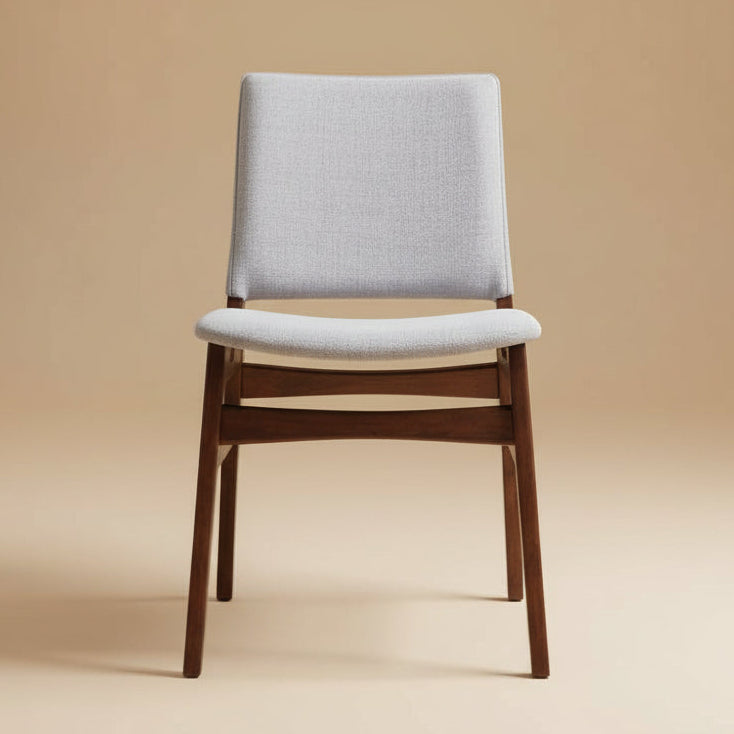 Alpha Modern Light Grey Fabric Dining Chair Set | Cutout Back Design | MidinMod
