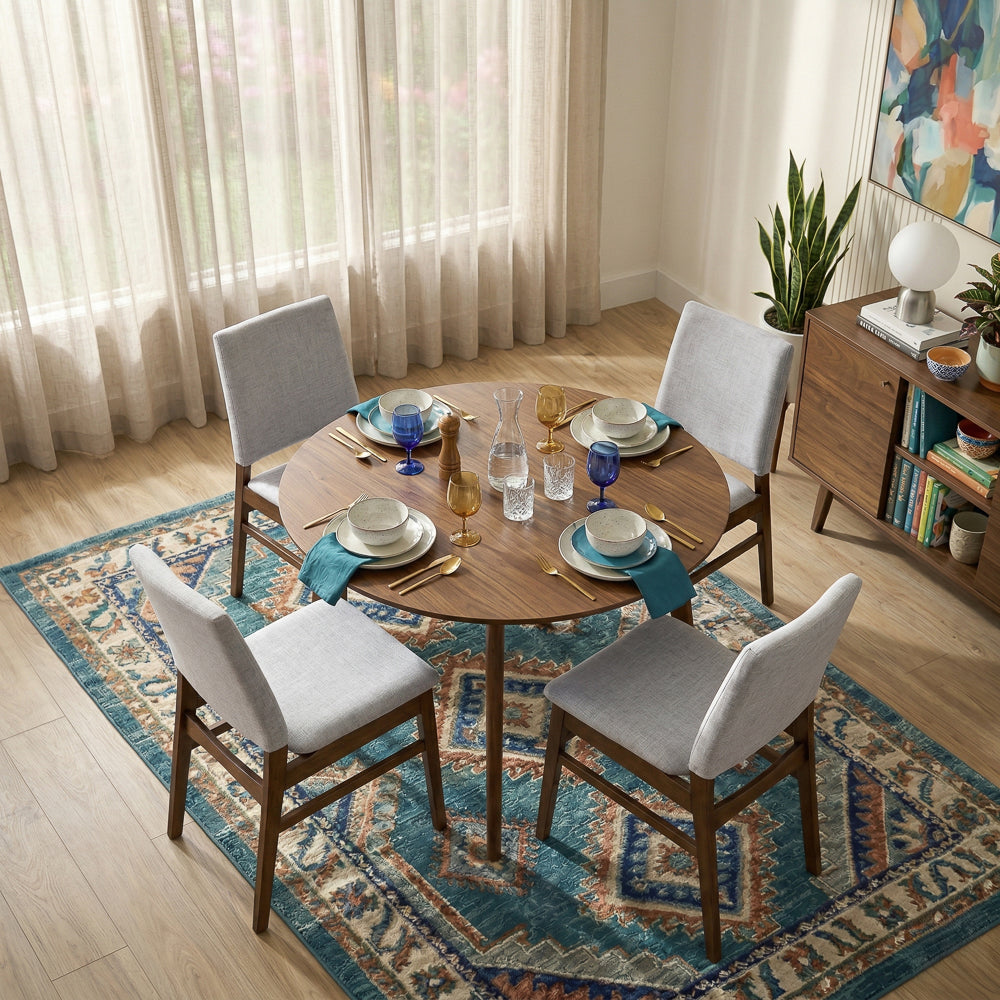 Alpha Modern Light Grey Fabric Dining Chair Set | Cutout Back Design | MidinMod