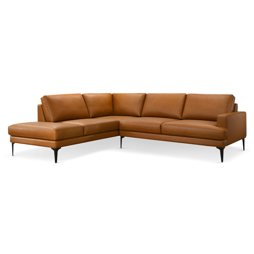Alto Left-Facing Cognac Vegan Leather Sectional Sofa
