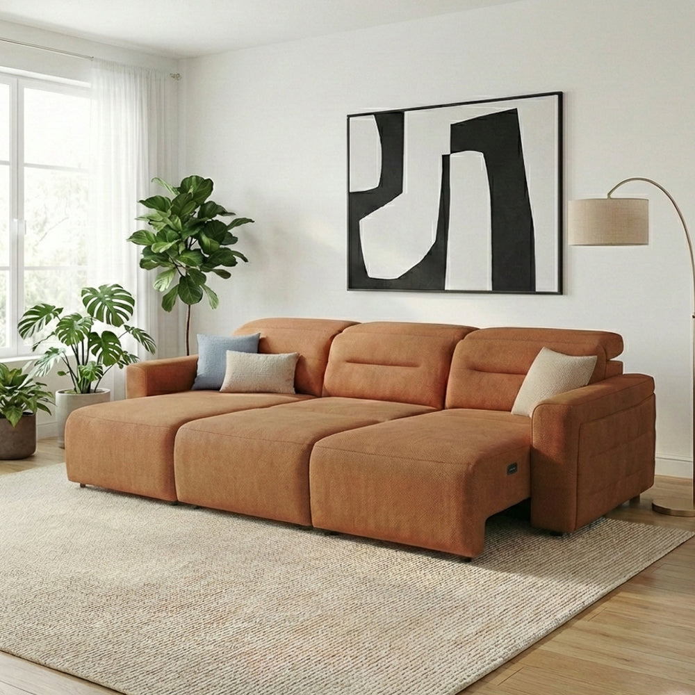 Archie Fabric Power Slider Sofa | 3-Seater with Motorized Extendable Deep Seats | MidinMod