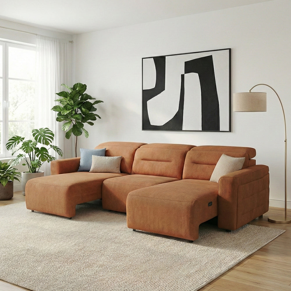 Archie Fabric Power Slider Sofa | 3-Seater with Motorized Extendable Deep Seats | MidinMod