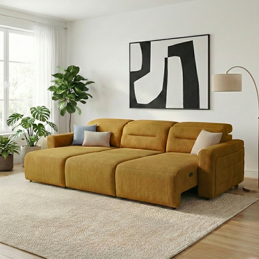 Archie Fabric Power Slider Sofa | 3-Seater with Motorized Extendable Deep Seats | MidinMod