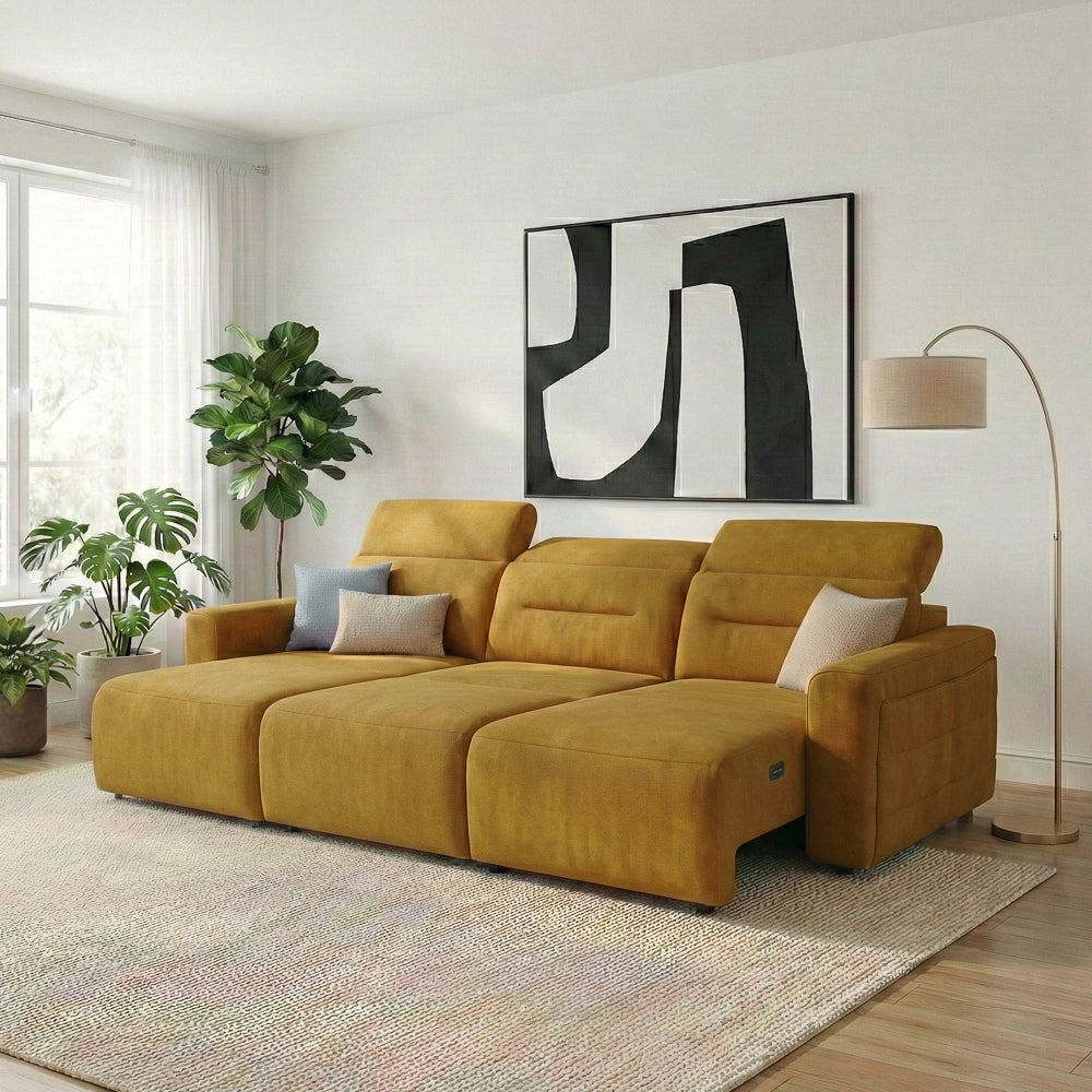 Archie Fabric Power Slider Sofa | 3-Seater with Motorized Extendable Deep Seats | MidinMod