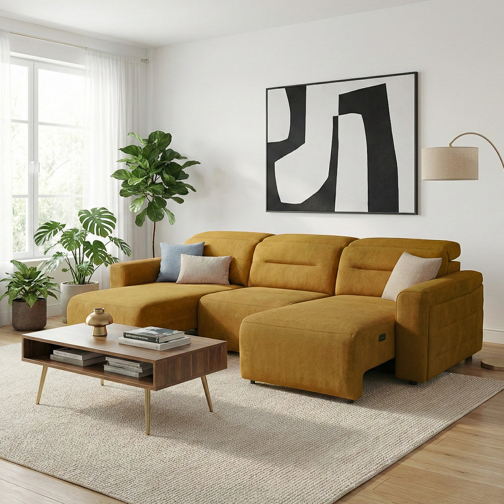 Archie Fabric Power Slider Sofa | 3-Seater with Motorized Extendable Deep Seats | MidinMod