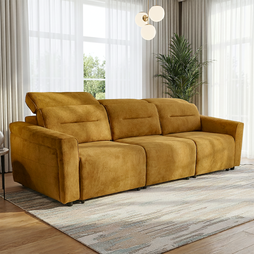Archie Fabric Power Slider Sofa | 3-Seater with Motorized Extendable Deep Seats | MidinMod