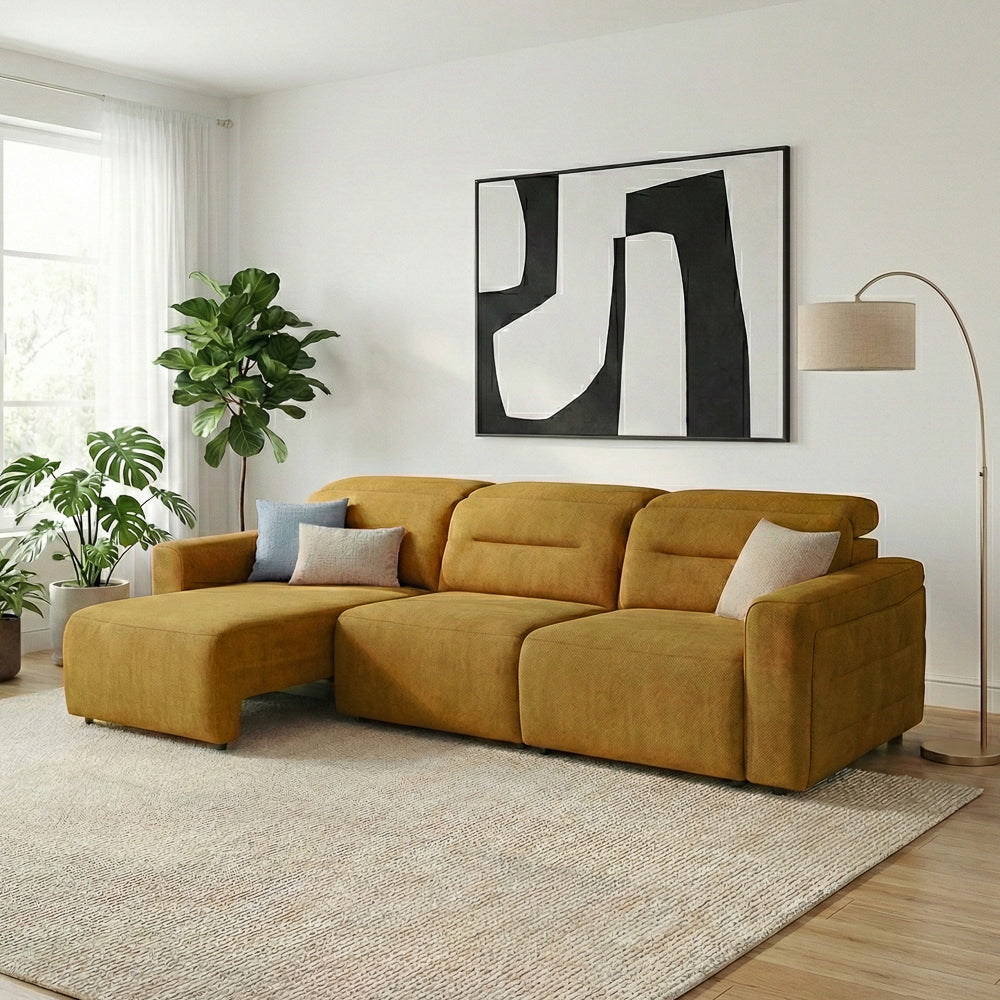 Archie Fabric Power Slider Sofa | 3-Seater with Motorized Extendable Deep Seats | MidinMod