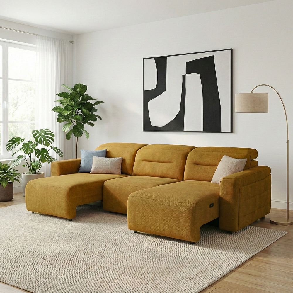 Archie Fabric Power Slider Sofa | 3-Seater with Motorized Extendable Deep Seats | MidinMod