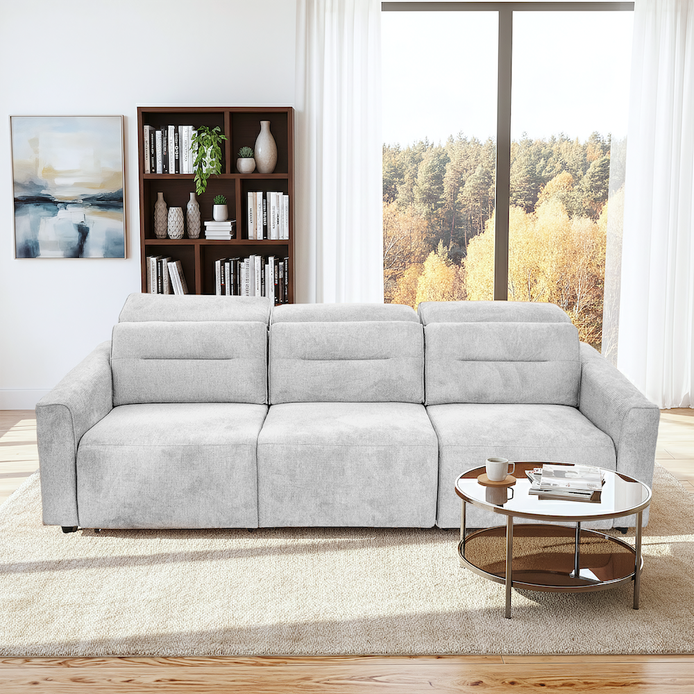 Archie Fabric Power Slider Sofa | 3-Seater with Motorized Extendable Deep Seats | MidinMod 