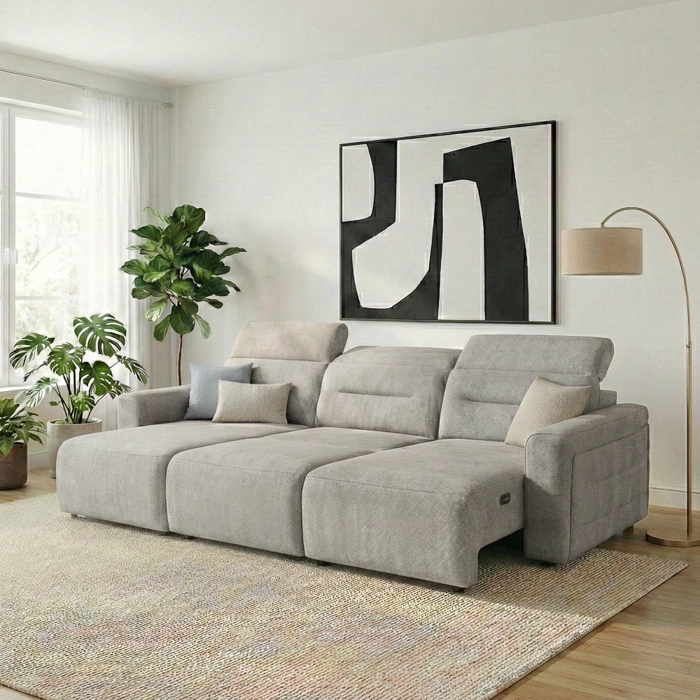 Archie Fabric Power Slider Sofa | 3-Seater with Motorized Extendable Deep Seats | MidinMod 